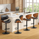 Bentwood Mid-century Bar Stool (Black leather + Matte base)